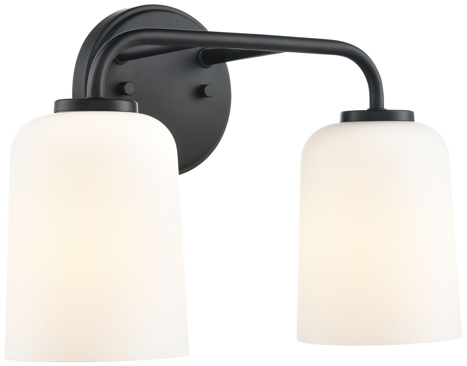 Millennium Laphia 2-Light 14" Matte Black Vanity Light with Glass Shade