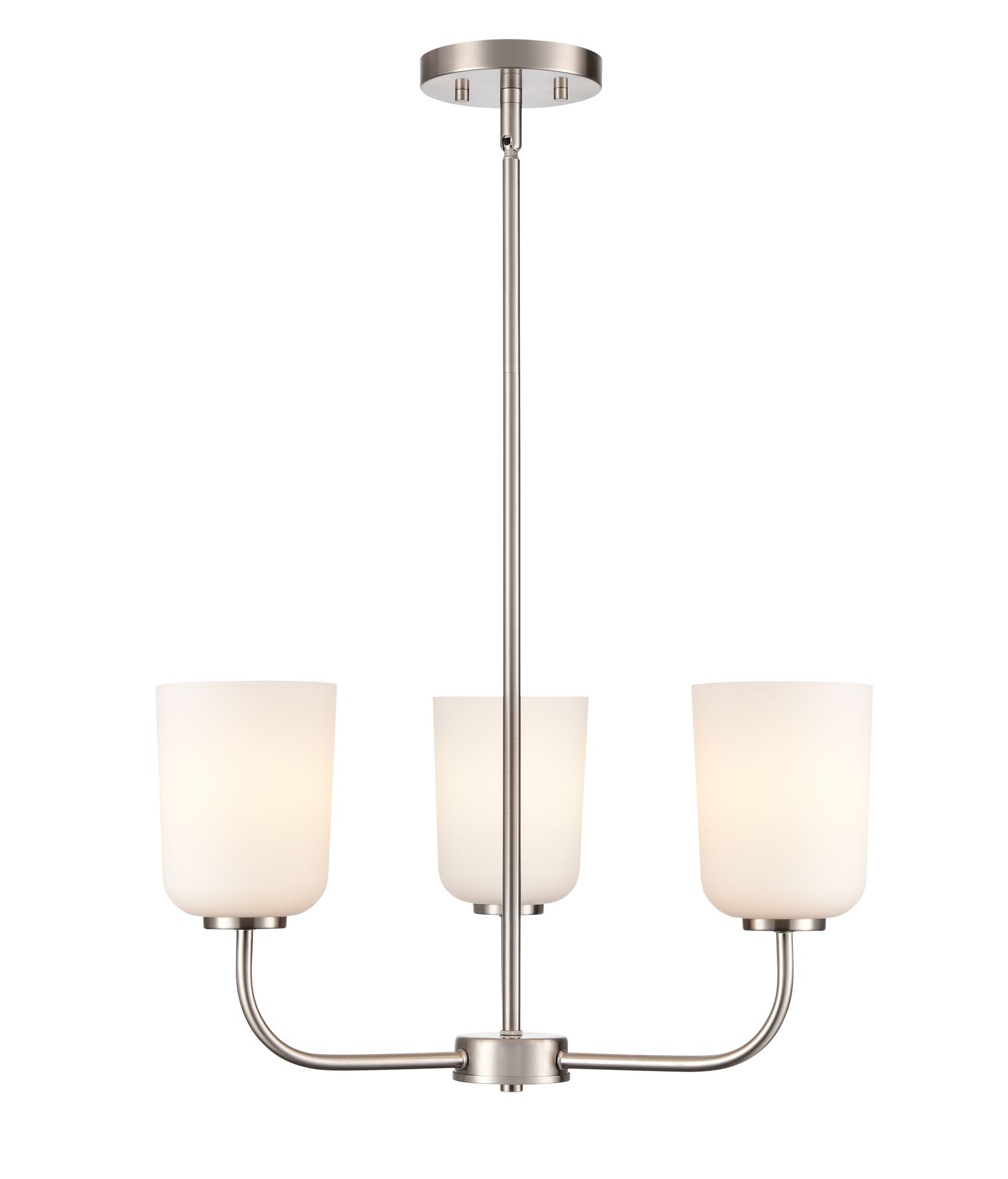 Thumbnail2 of Millennium Laphia 3-Light 21" Brushed Nickel Chandelier with Glass Shade more views
