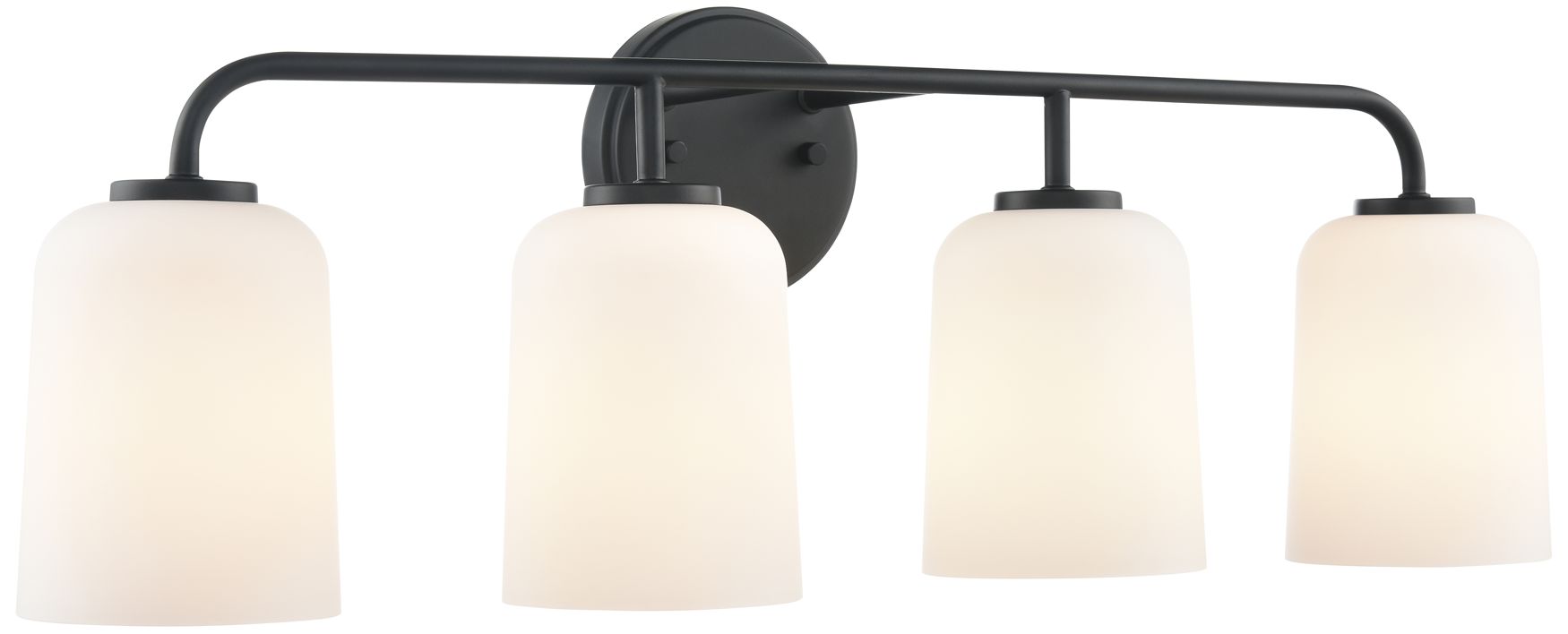 Millennium Laphia 4-Light 28" Matte Black Vanity Light with Glass Shade