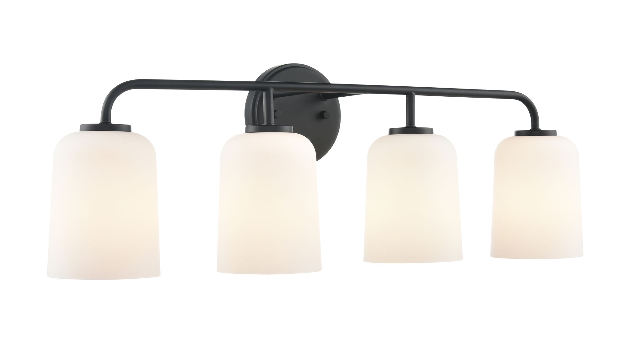 Image 4 Millennium Laphia 4-Light 28" Matte Black Vanity Light with Glass Shade more views