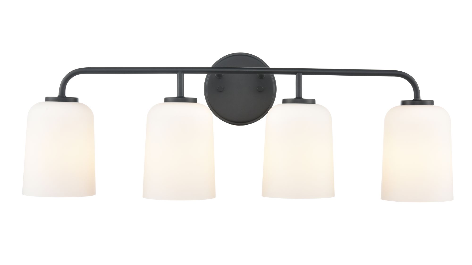 Image 5 Millennium Laphia 4-Light 28" Matte Black Vanity Light with Glass Shade more views