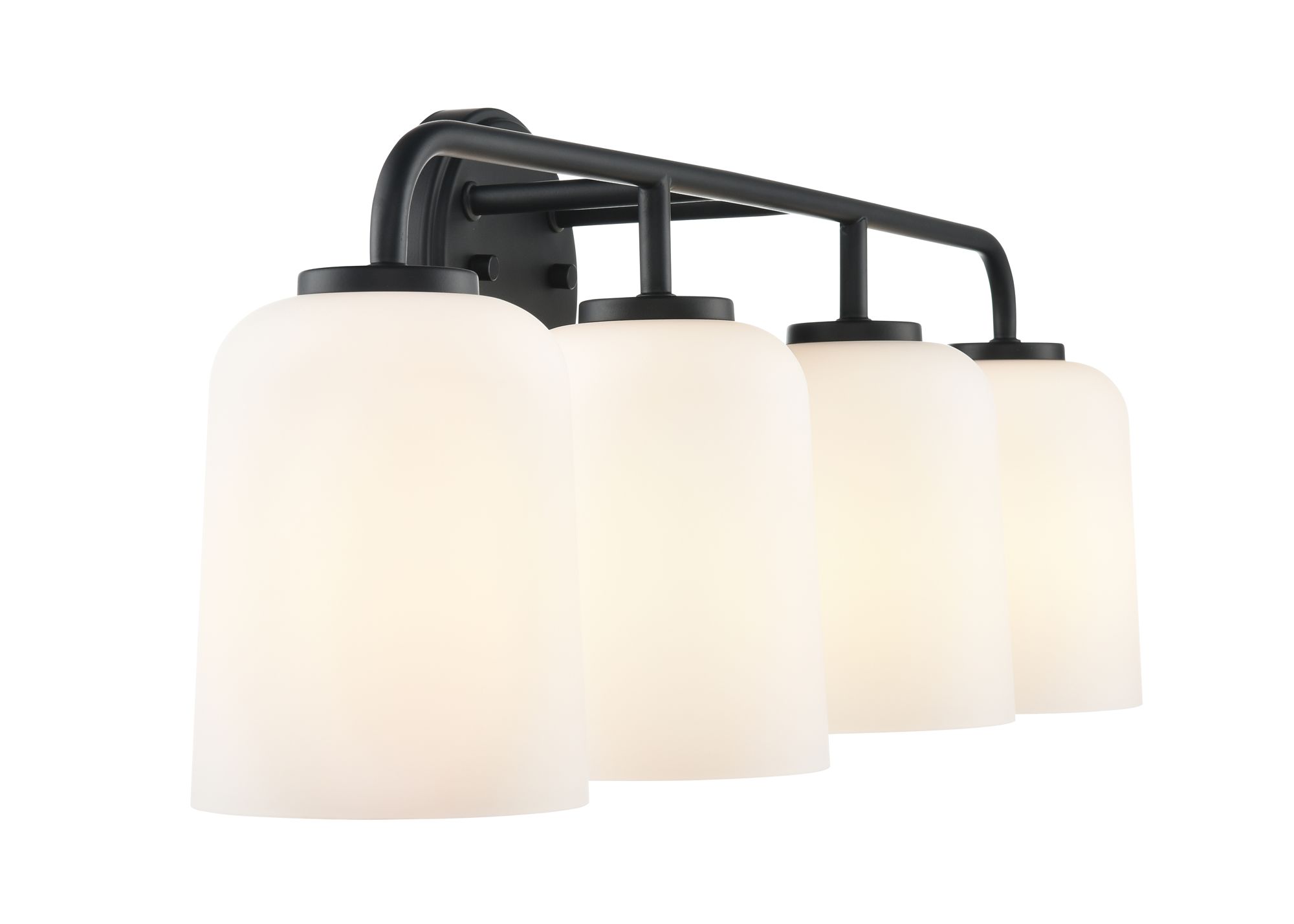 Image 6 Millennium Laphia 4-Light 28" Matte Black Vanity Light with Glass Shade more views
