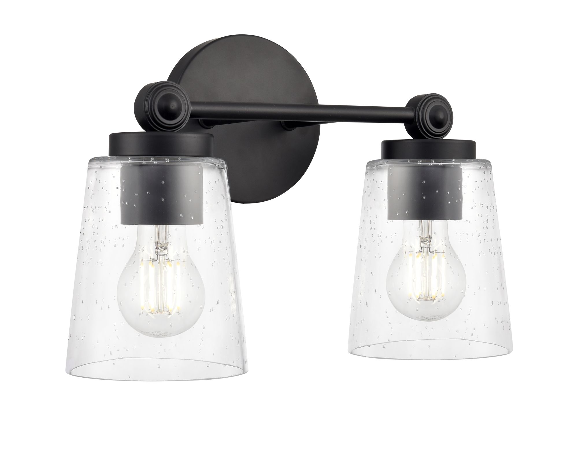 Image 2 Millennium Lauryn 2-Light 13.5" Matte Black Vanity Light with Glass Shade more views