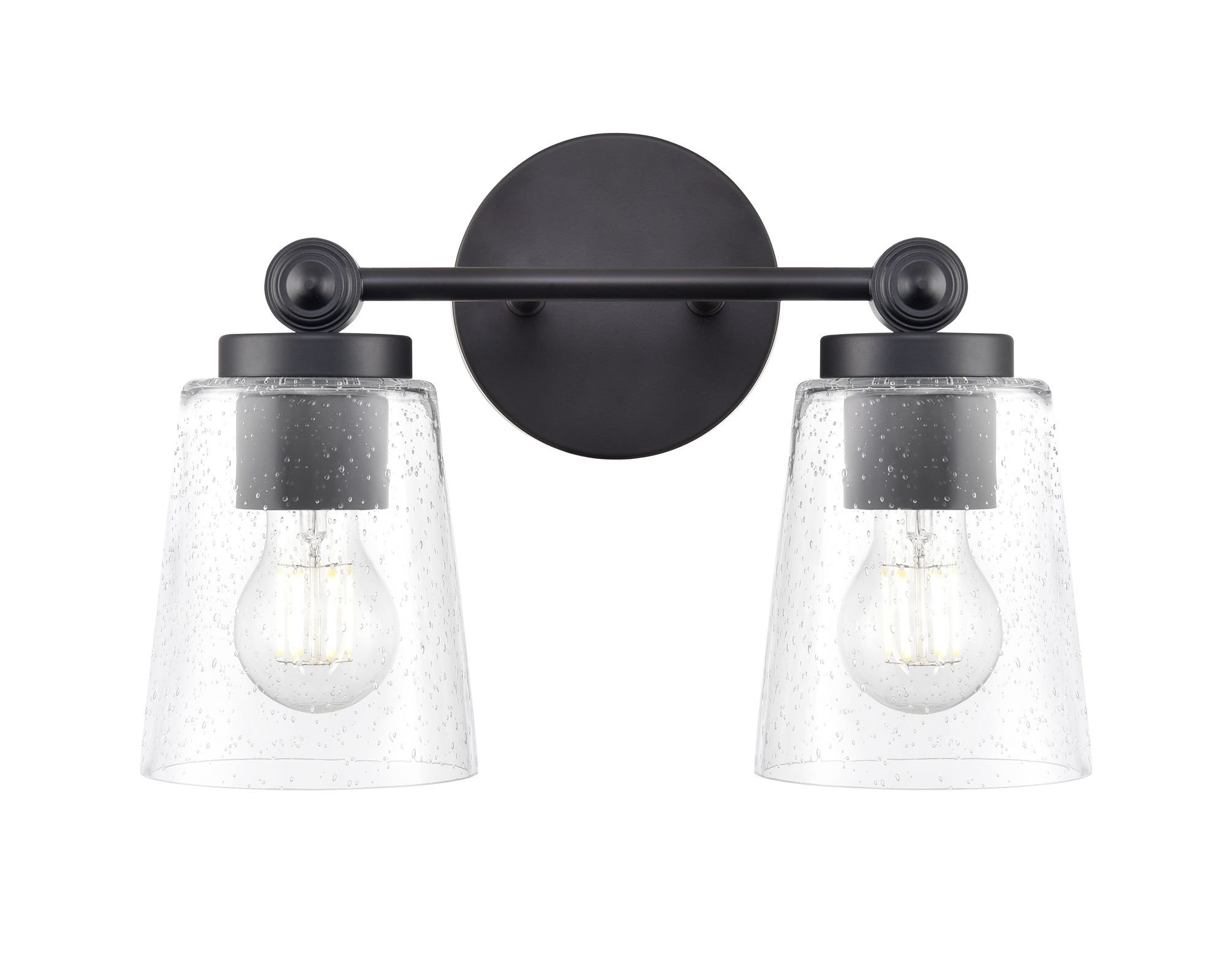 Image 3 Millennium Lauryn 2-Light 13.5" Matte Black Vanity Light with Glass Shade more views