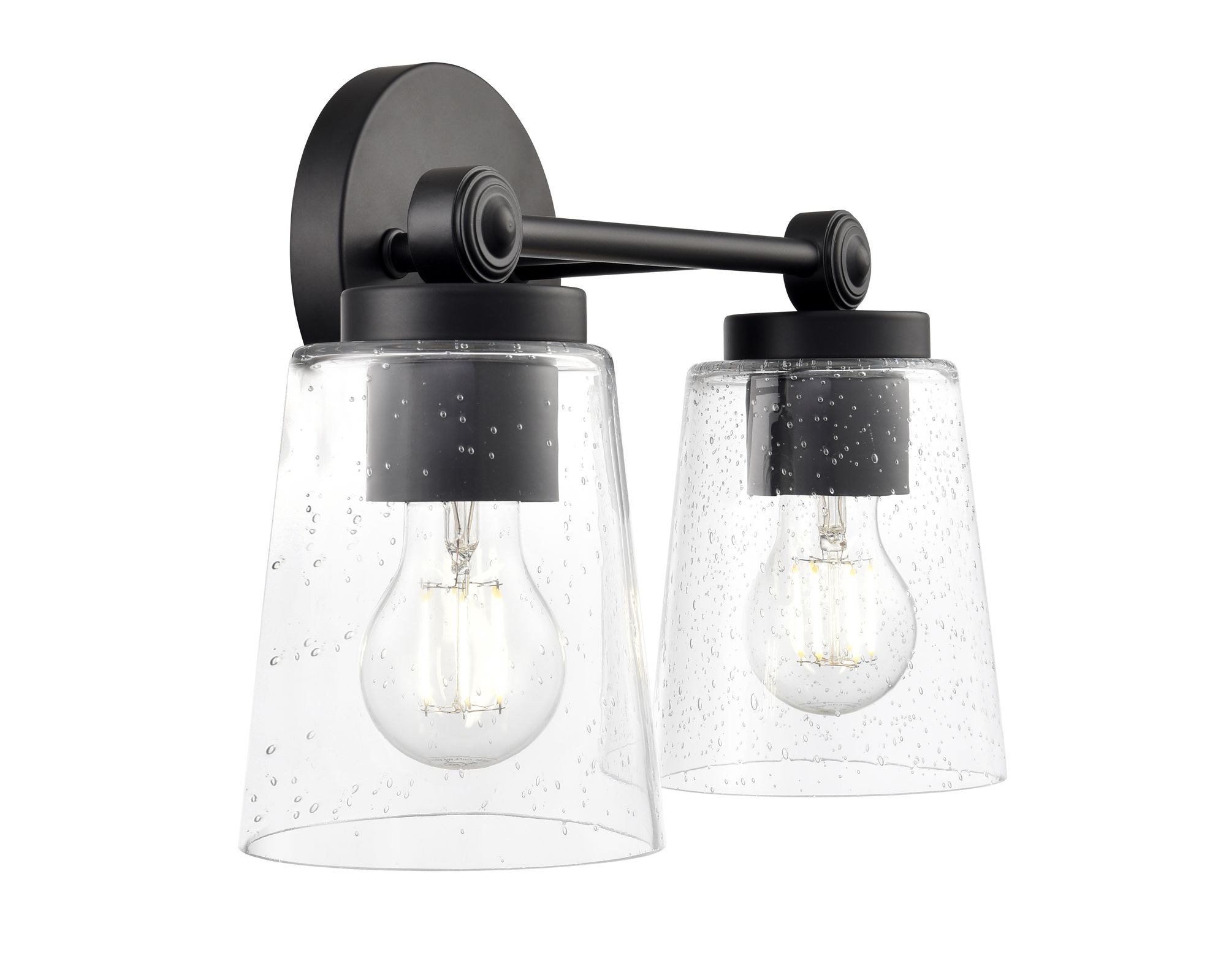 Image 4 Millennium Lauryn 2-Light 13.5" Matte Black Vanity Light with Glass Shade more views