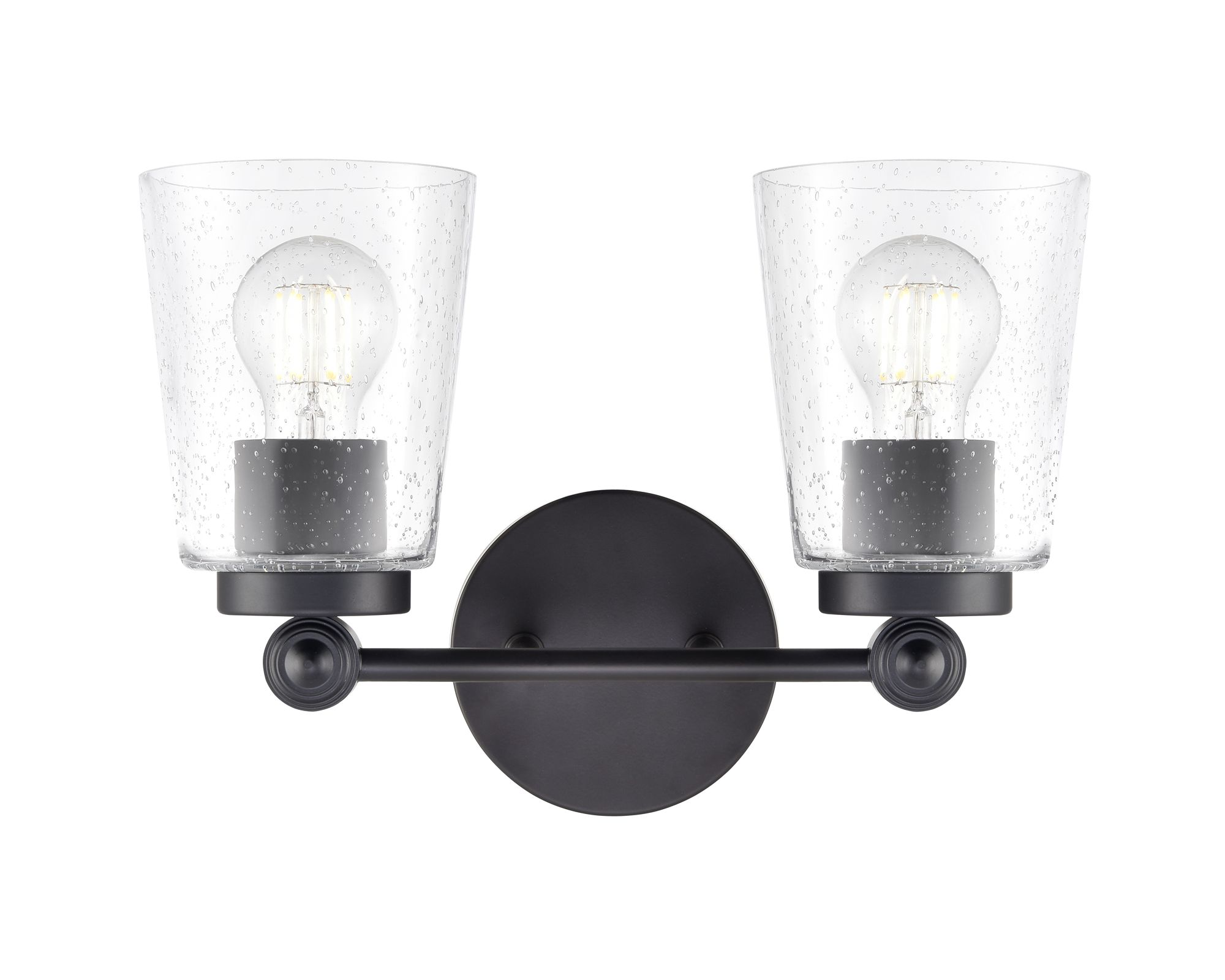 Image 5 Millennium Lauryn 2-Light 13.5" Matte Black Vanity Light with Glass Shade more views