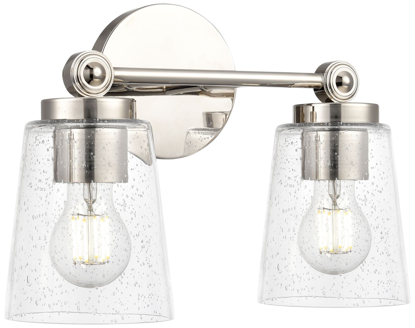 Millennium Lauryn 2-Light 13.5" Polished Nickel Vanity Light with Shade