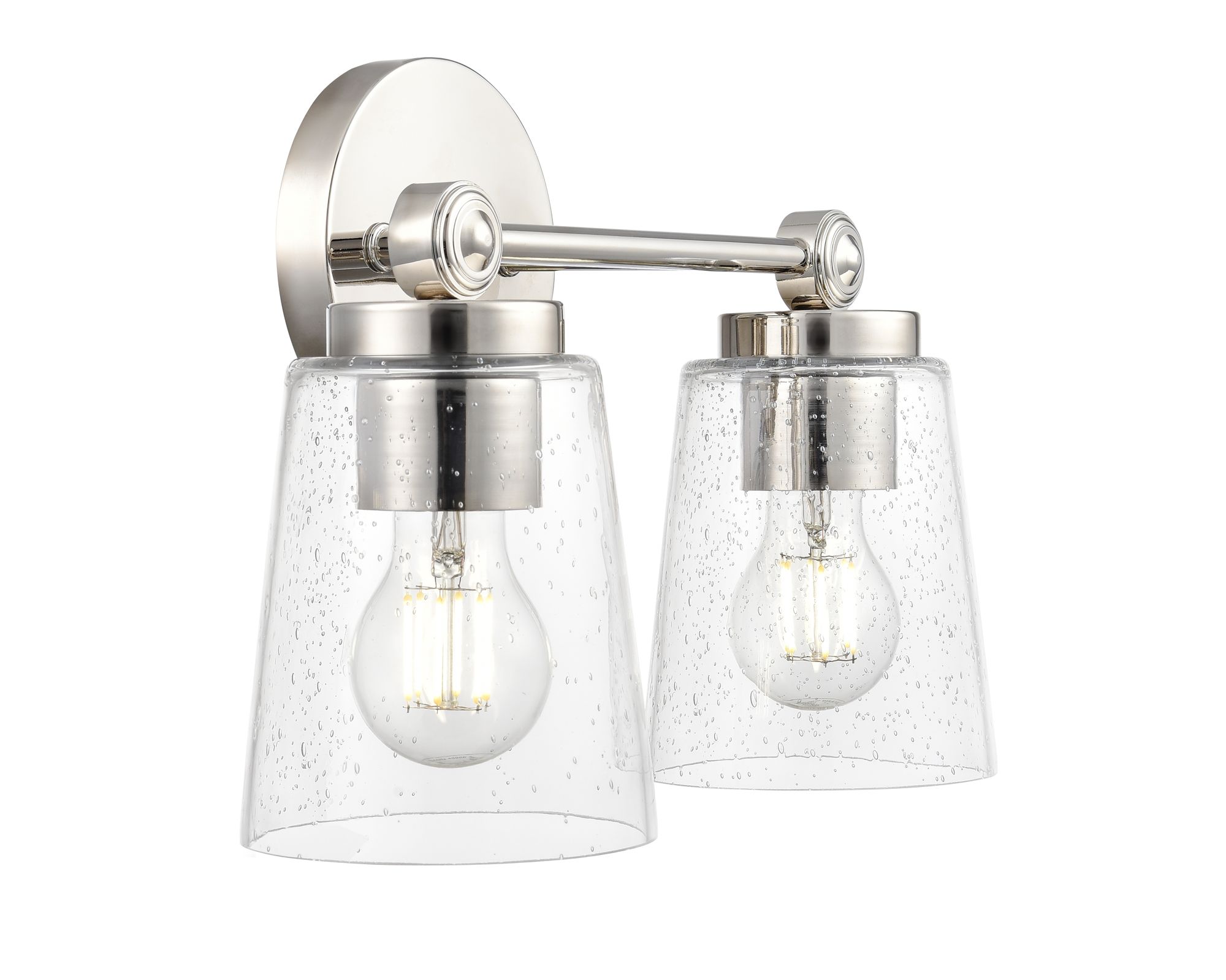 Image 4 Millennium Lauryn 2-Light 13.5" Polished Nickel Vanity Light with Shade more views