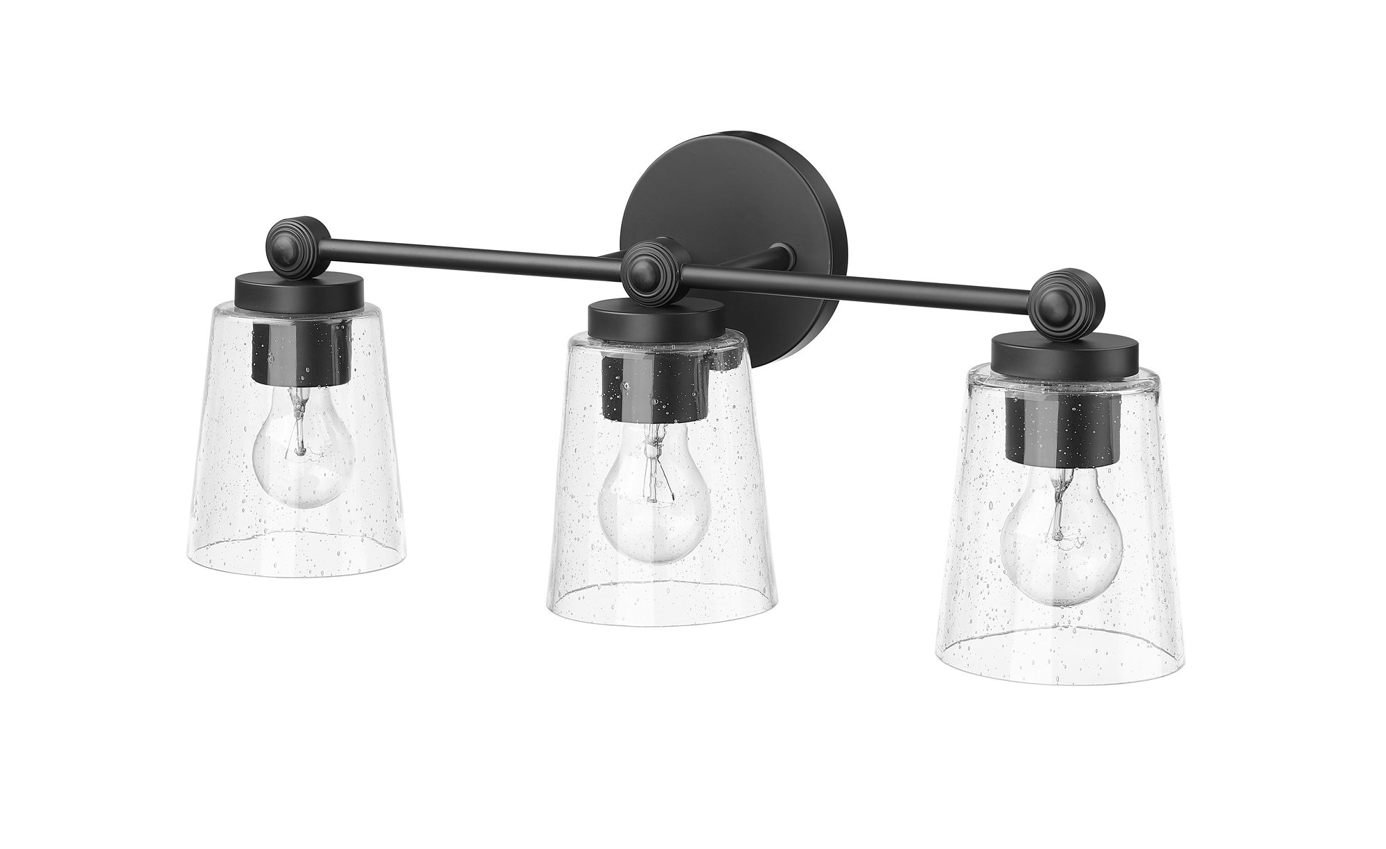 Millennium Lauryn 3-Light 22" Matte Black Vanity Light with Glass Shade