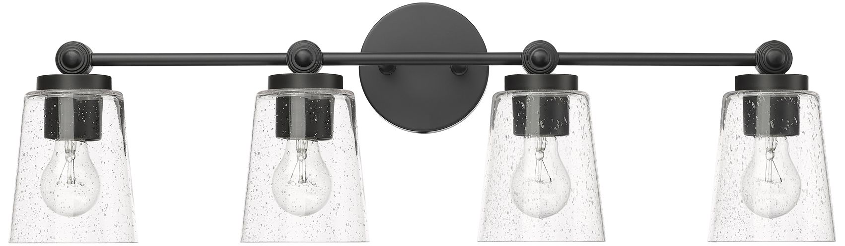Millennium Lauryn 4-Light 30.5" Matte Black Vanity Light with Glass Shade