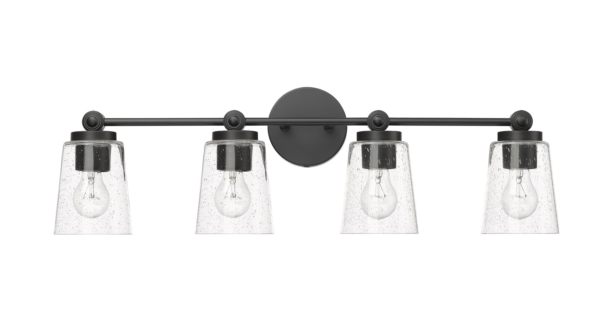 Image 2 Millennium Lauryn 4-Light 30.5" Matte Black Vanity Light with Glass Shade more views