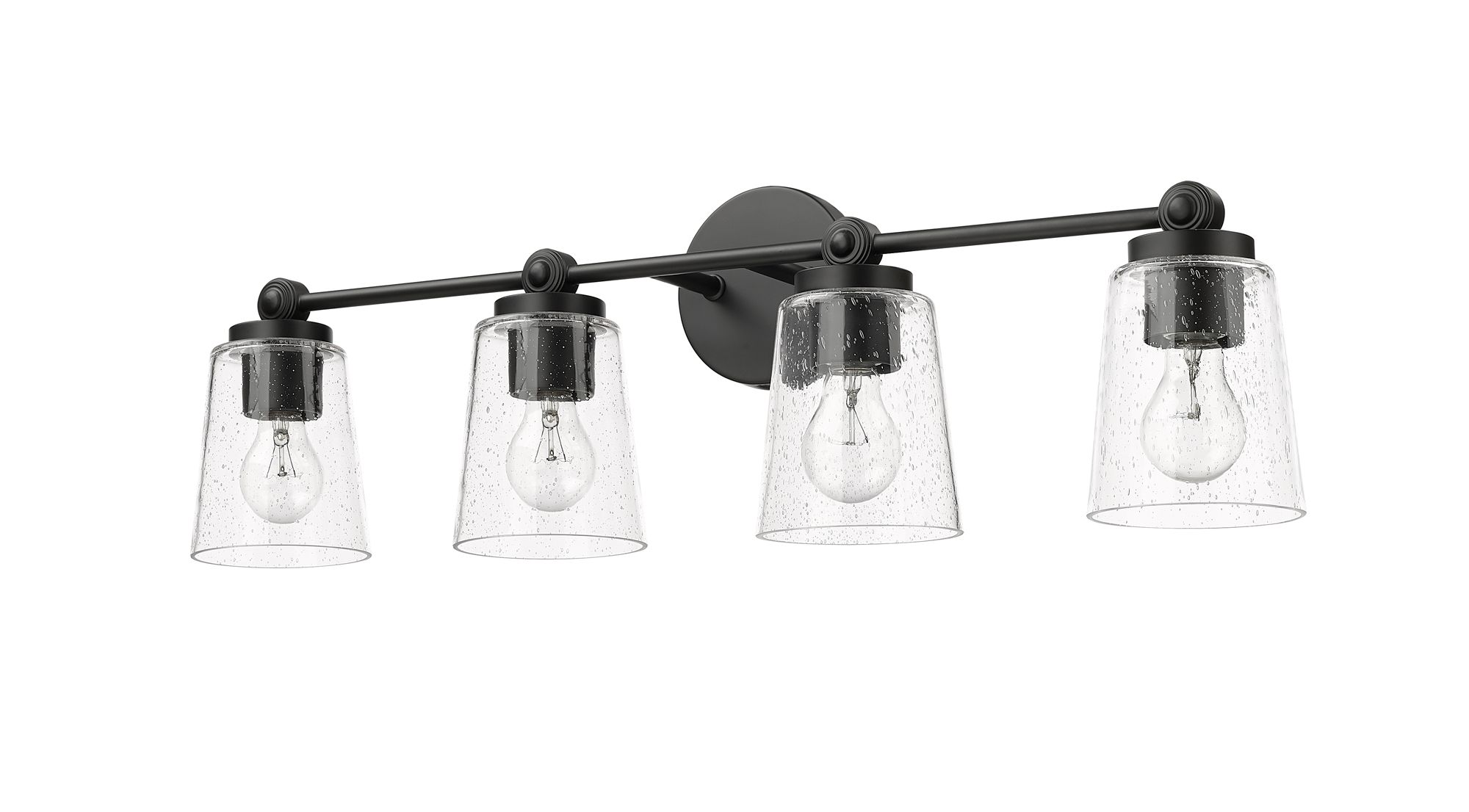 Image 4 Millennium Lauryn 4-Light 30.5" Matte Black Vanity Light with Glass Shade more views
