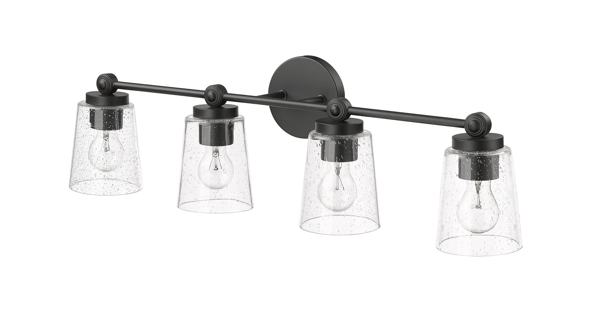 Image 5 Millennium Lauryn 4-Light 30.5" Matte Black Vanity Light with Glass Shade more views