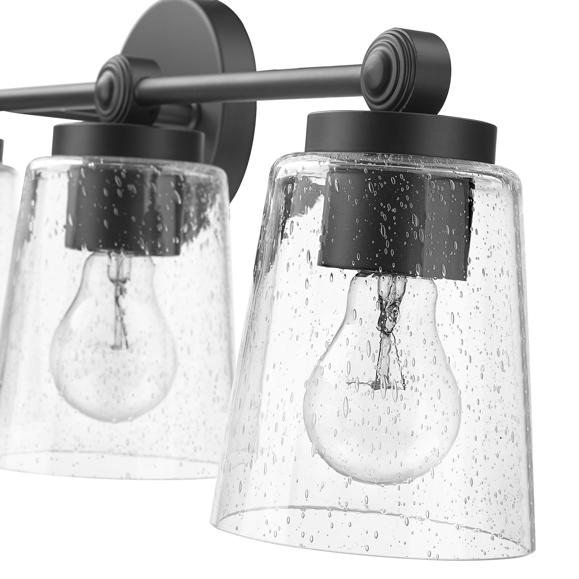 Image 6 Millennium Lauryn 4-Light 30.5" Matte Black Vanity Light with Glass Shade more views