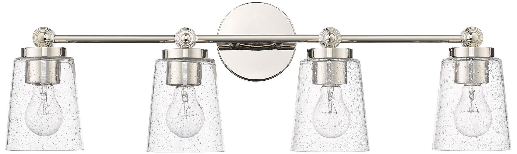 Thumbnail1 of Millennium Lauryn 4-Light 30.5" Polished Nickel Vanity Light with Shade