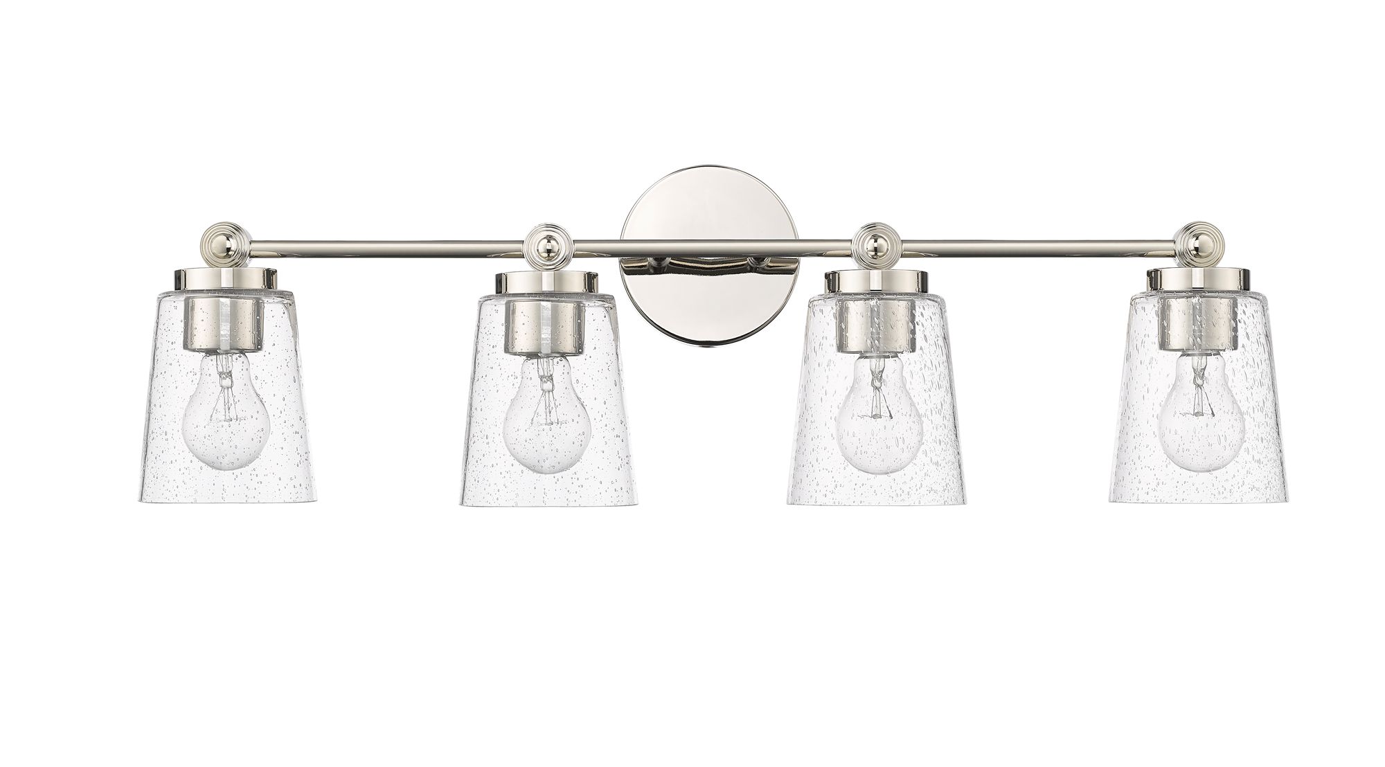 Thumbnail2 of Millennium Lauryn 4-Light 30.5" Polished Nickel Vanity Light with Shade more views