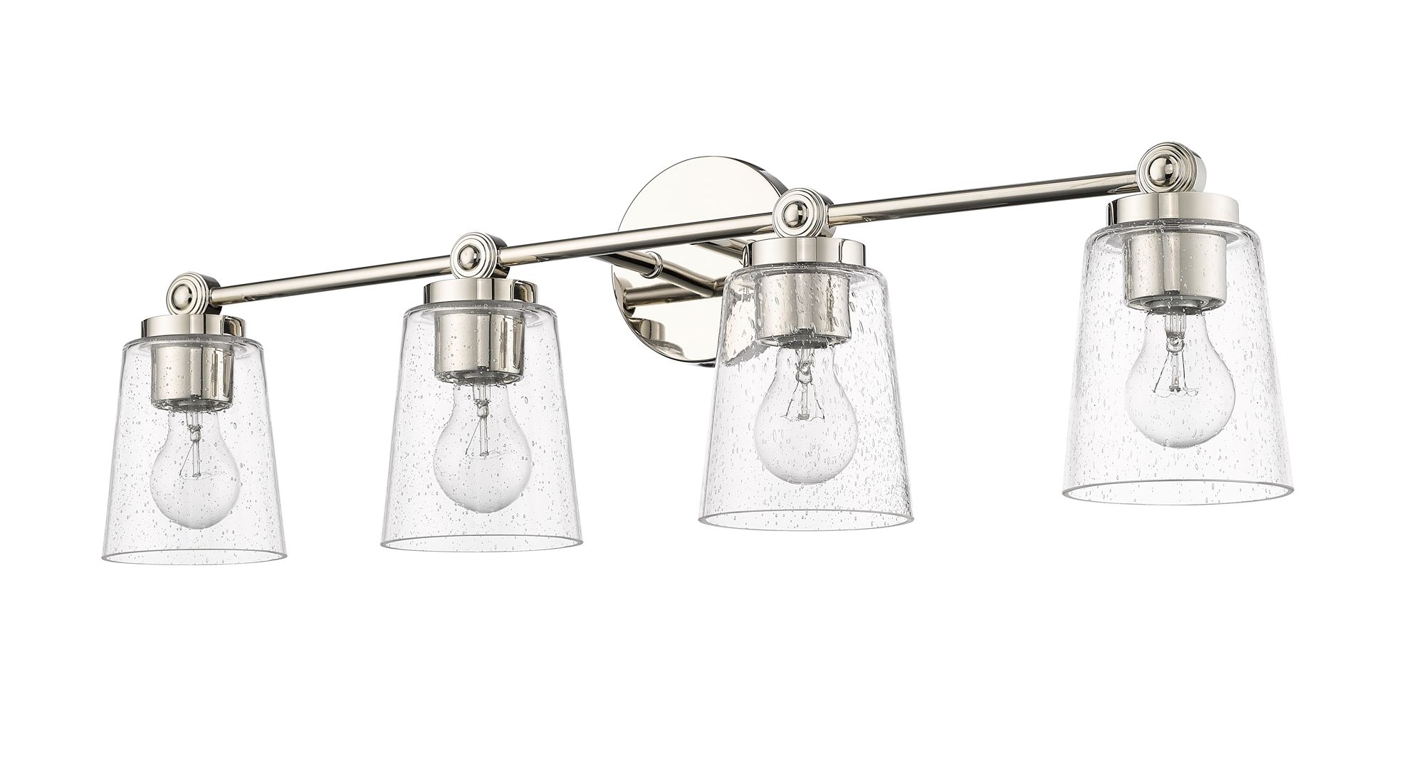 Thumbnail4 of Millennium Lauryn 4-Light 30.5" Polished Nickel Vanity Light with Shade more views