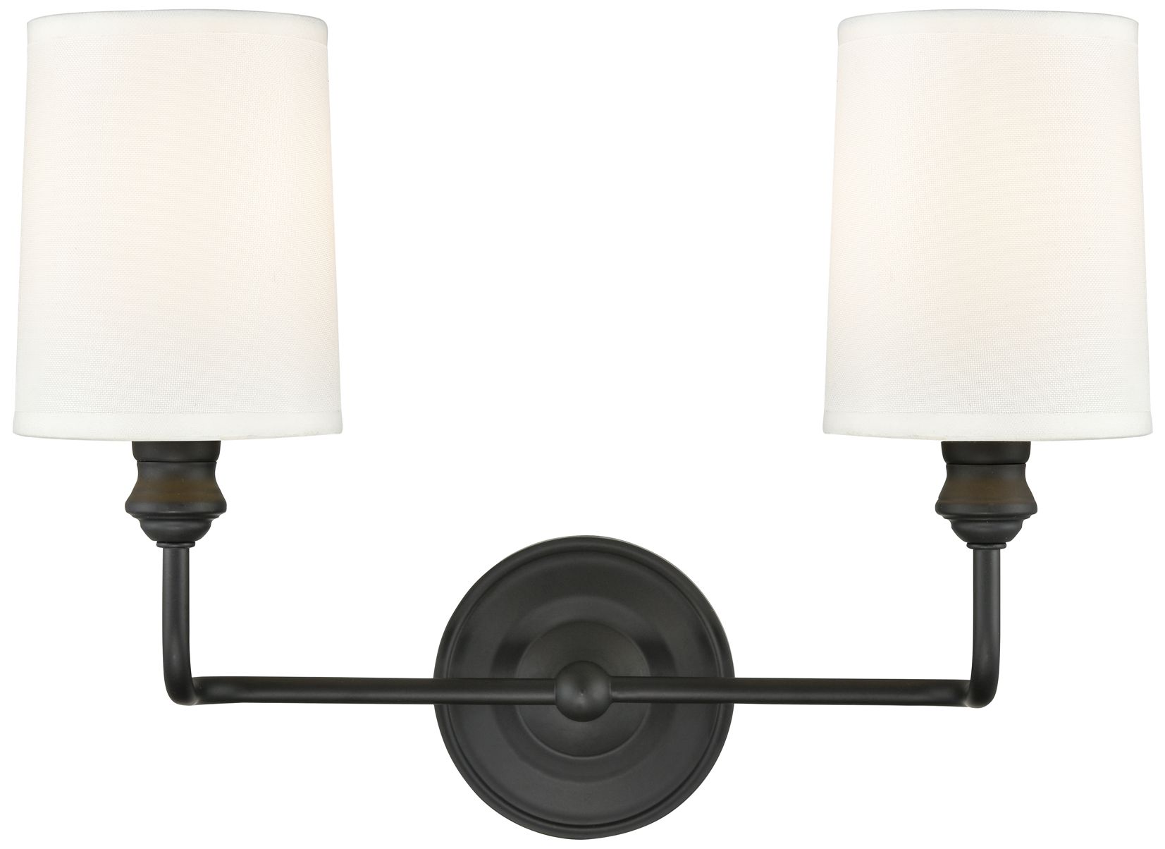 Millennium Leena 2-Light 15.25" Matte Black Vanity Light with Fabric Shade