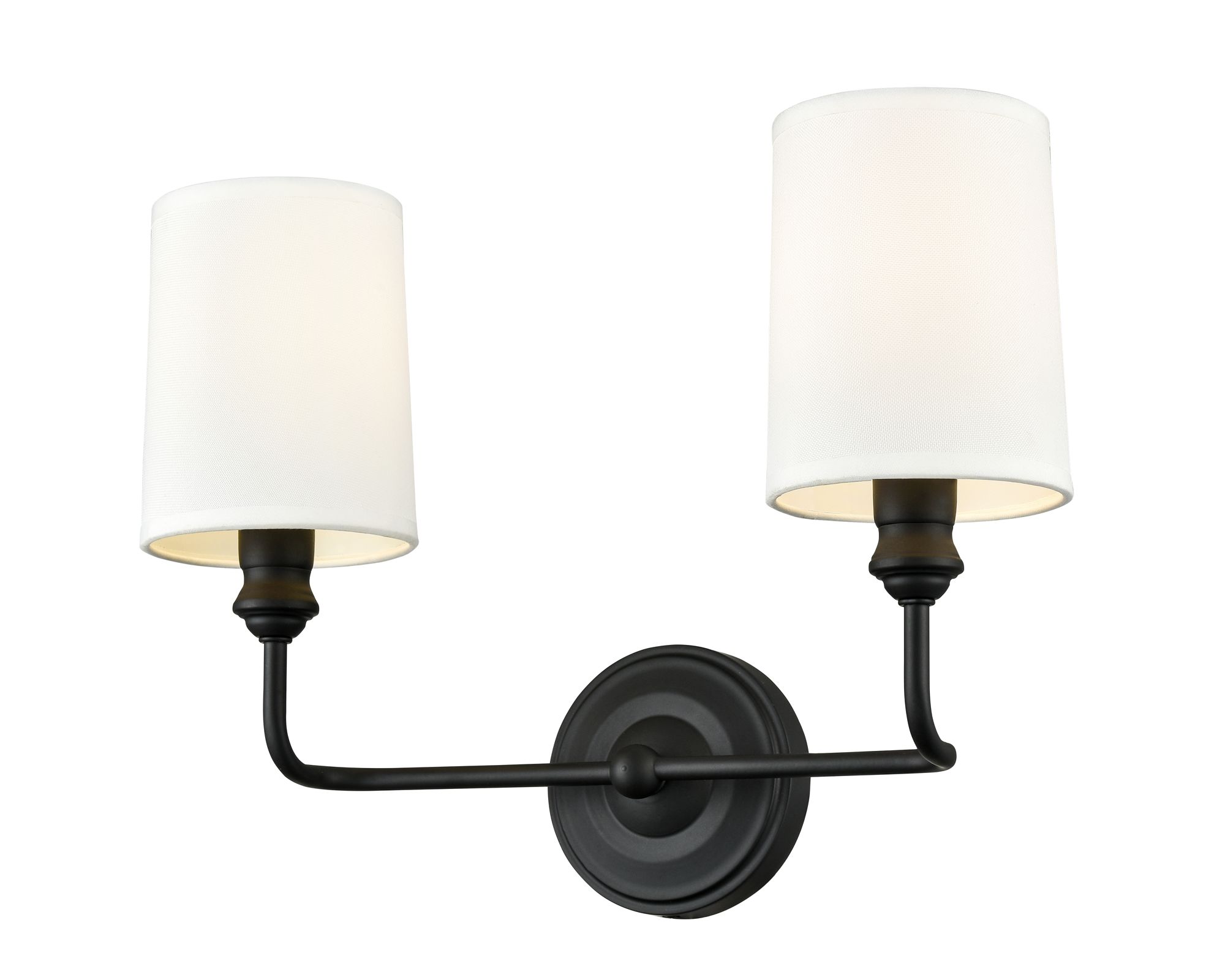 Image 2 Millennium Leena 2-Light 15.25" Matte Black Vanity Light with Fabric Shade more views