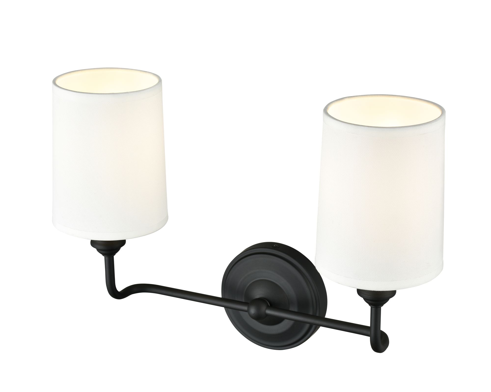 Image 3 Millennium Leena 2-Light 15.25" Matte Black Vanity Light with Fabric Shade more views