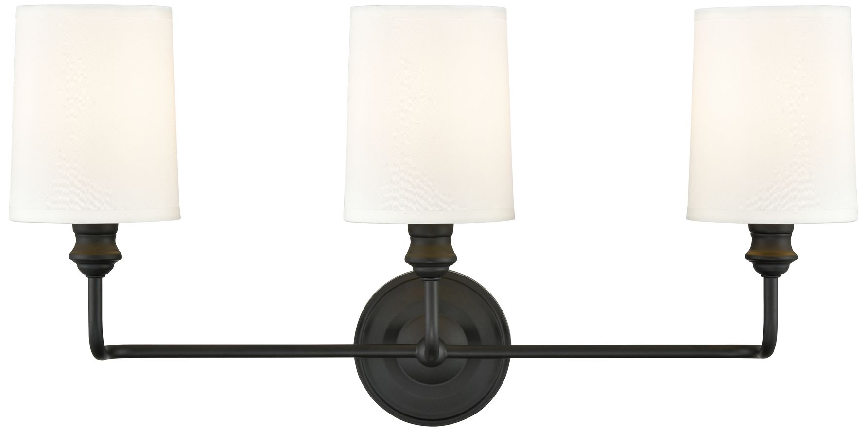 Millennium Leena 3-Light 22" Matte Black Vanity Light with Fabric Shade