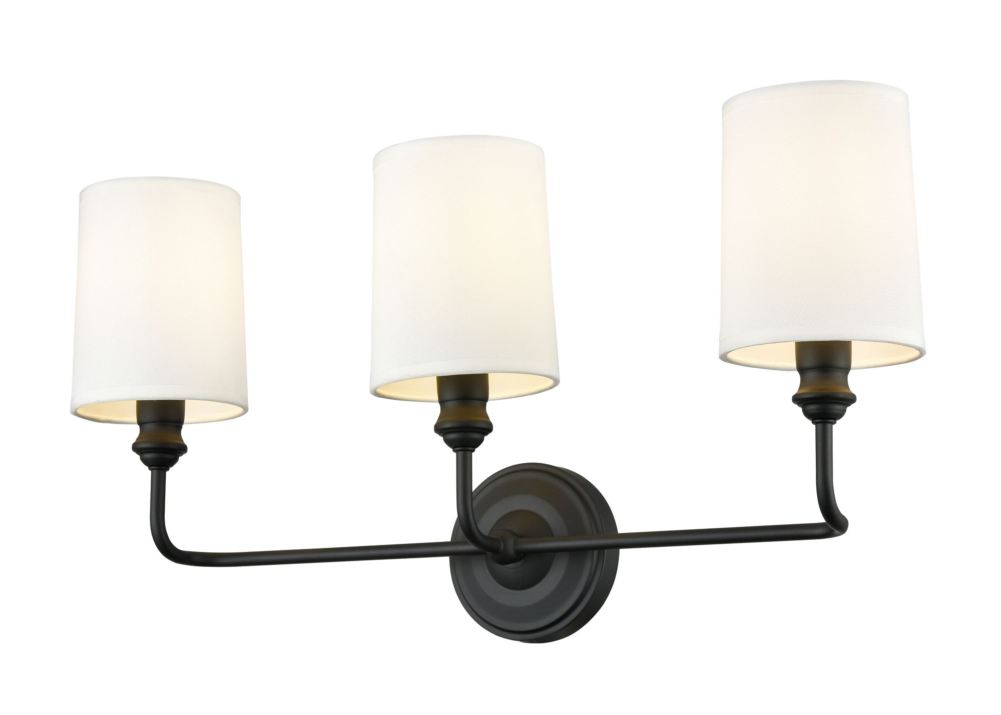 Image 2 Millennium Leena 3-Light 22" Matte Black Vanity Light with Fabric Shade more views