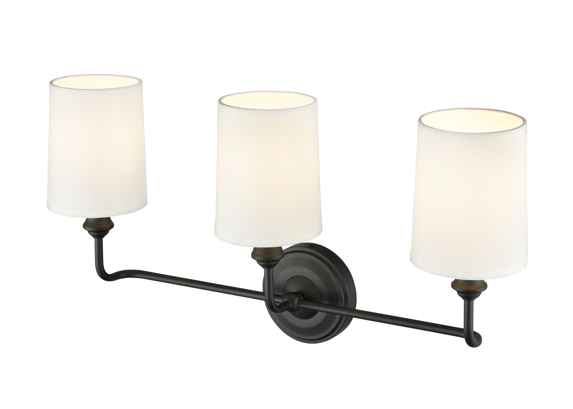 Image 3 Millennium Leena 3-Light 22" Matte Black Vanity Light with Fabric Shade more views