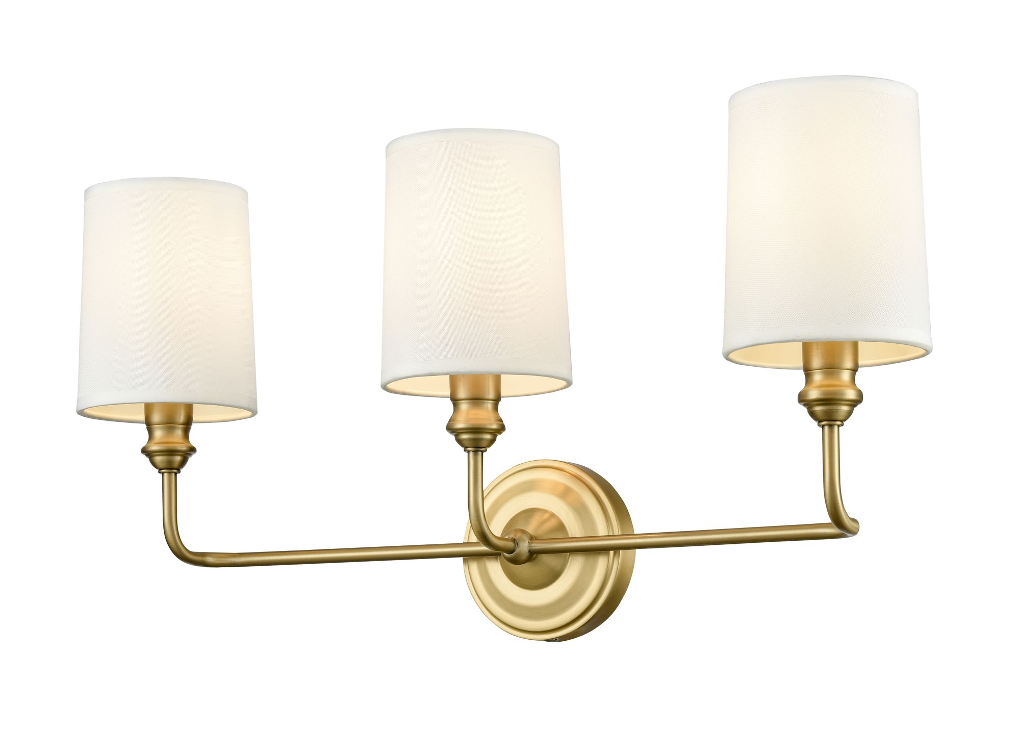Thumbnail2 of Millennium Leena 3-Light 22" Vintage Brass Vanity Light with Fabric Shade more views