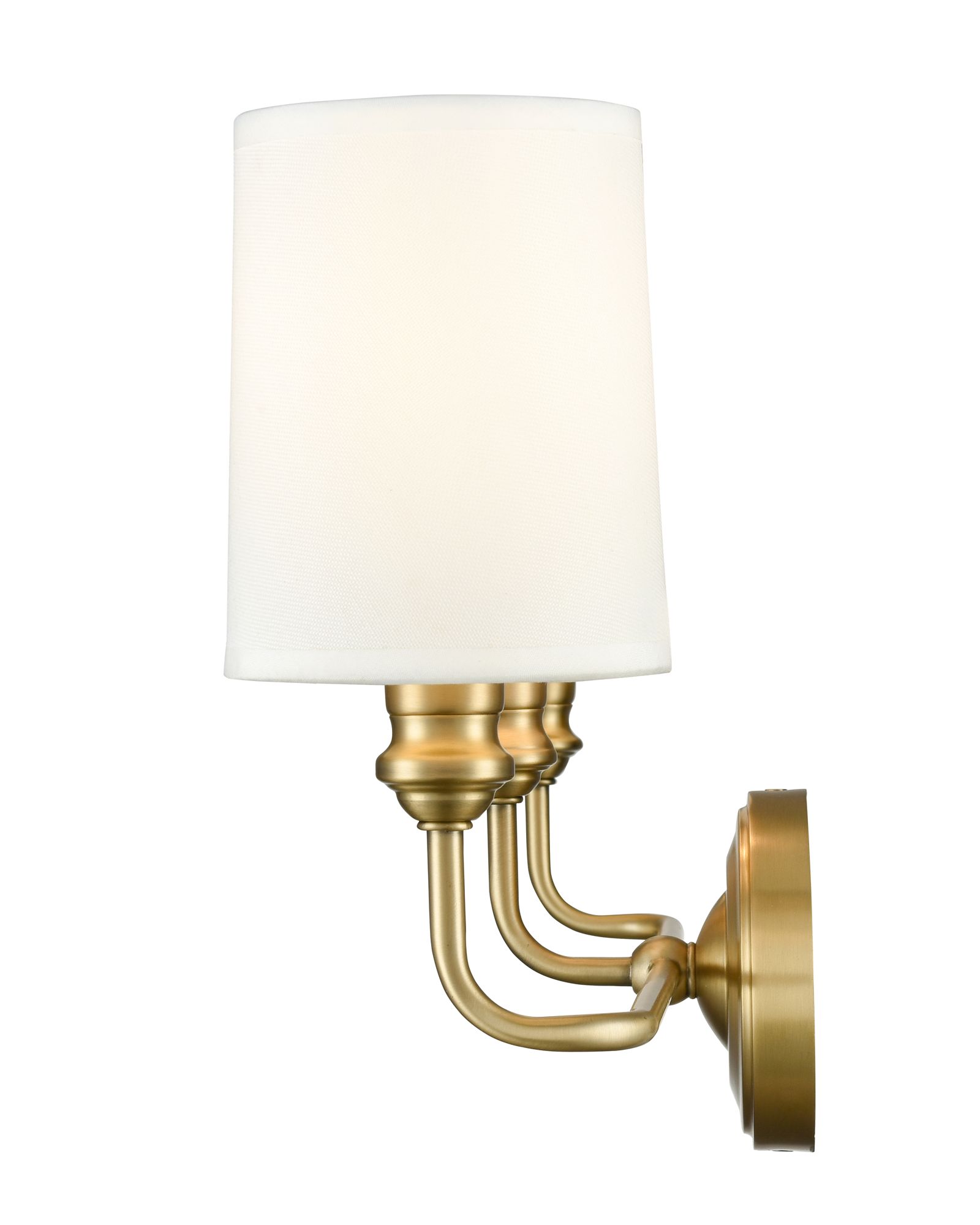 Thumbnail4 of Millennium Leena 3-Light 22" Vintage Brass Vanity Light with Fabric Shade more views