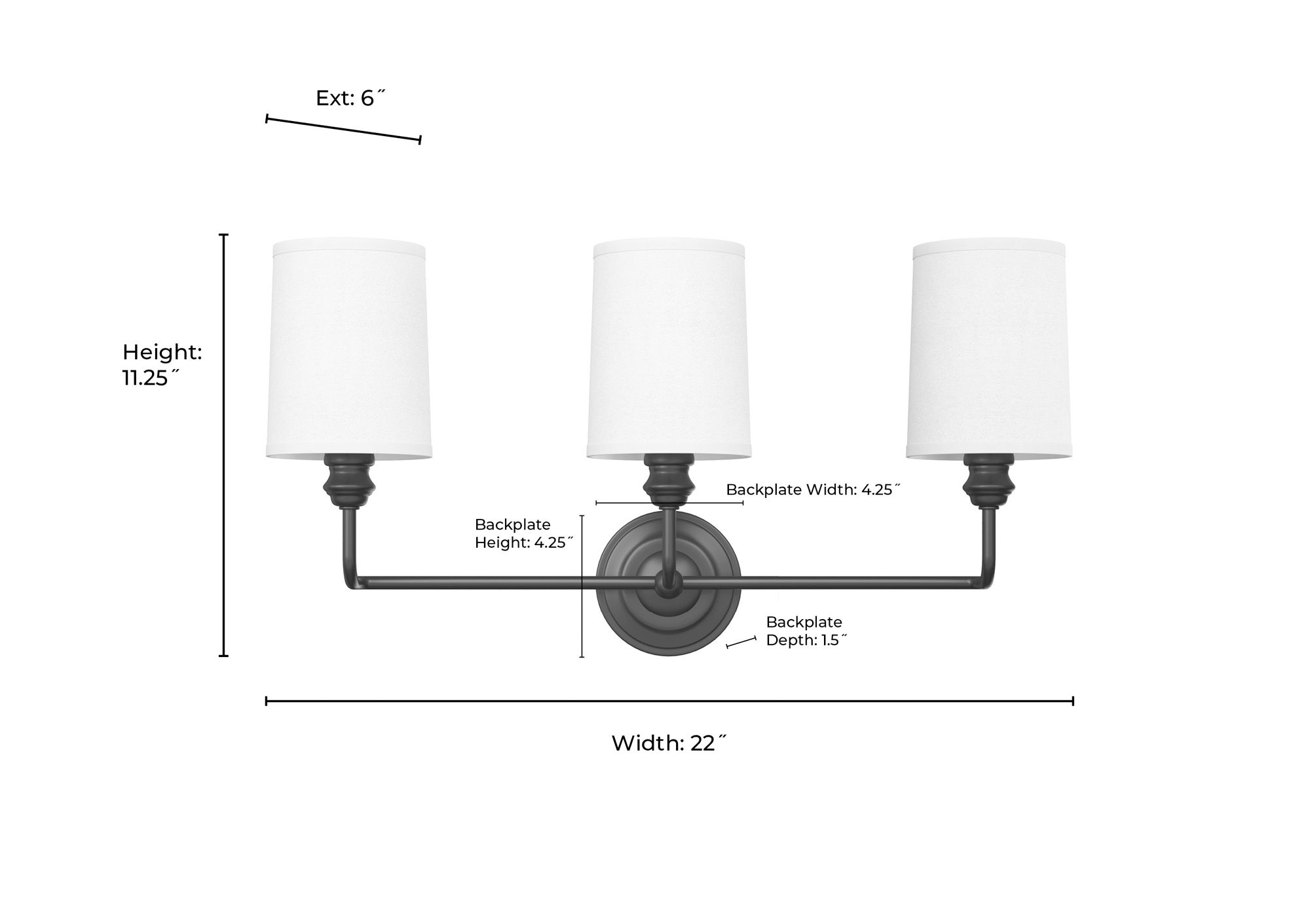 Millennium Leena 3-Light 22" Vintage Brass Vanity Light with Fabric Shade