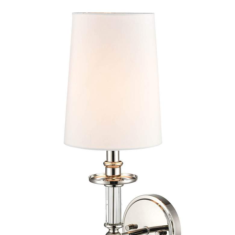 Image 2 Millennium Lighting 1 Light 19.5 inch Wall Sconce Nickel White Linen Shade more views