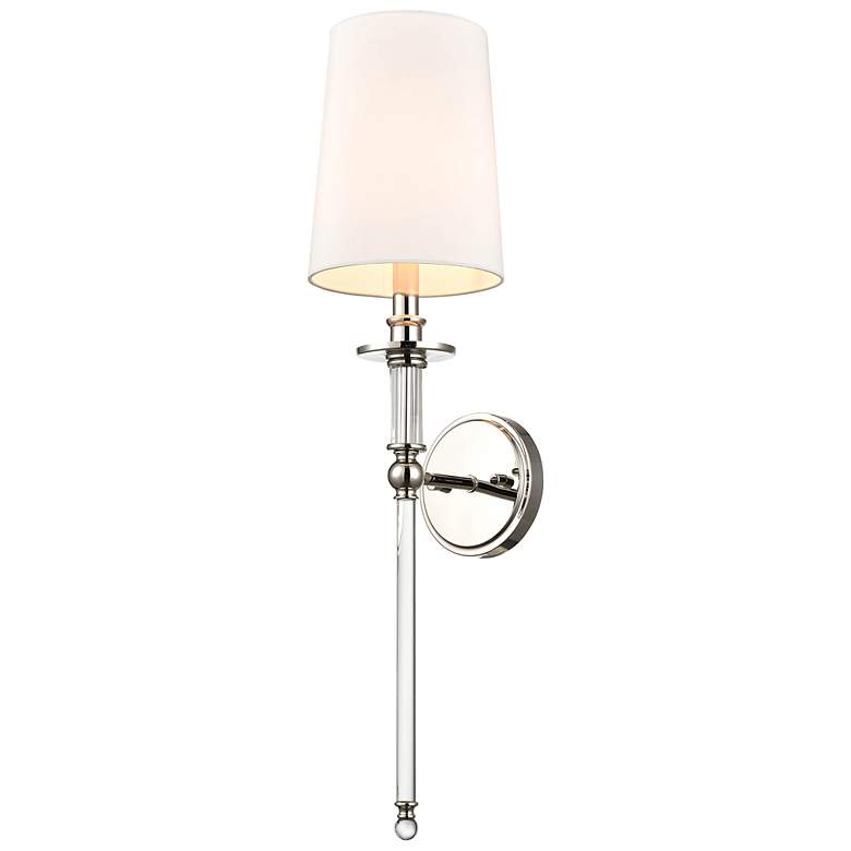 Image 3 Millennium Lighting 1 Light 19.5 inch Wall Sconce Nickel White Linen Shade more views