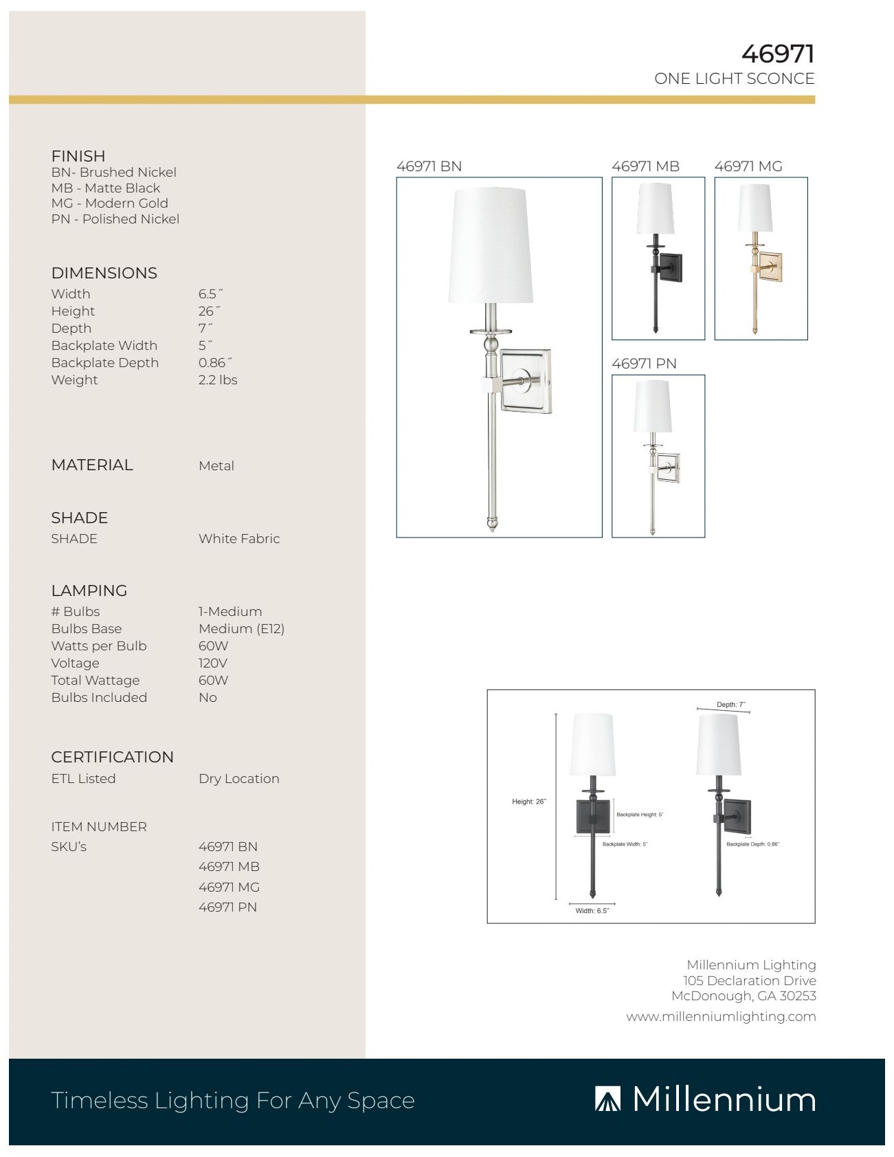 Image 6 Millennium Lighting  1 Light 26 inch Wall Sconce Nickel more views