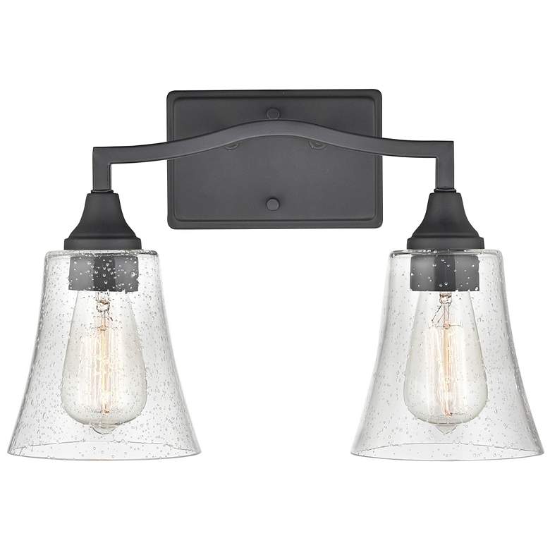 Image 1 Millennium Lighting 15 3/4" Black and Glass Bathroom Vanity Light