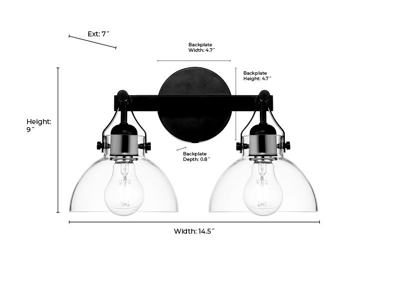 Image 7 Millennium Lighting  2-Light Vanity Light in Matte Black more views