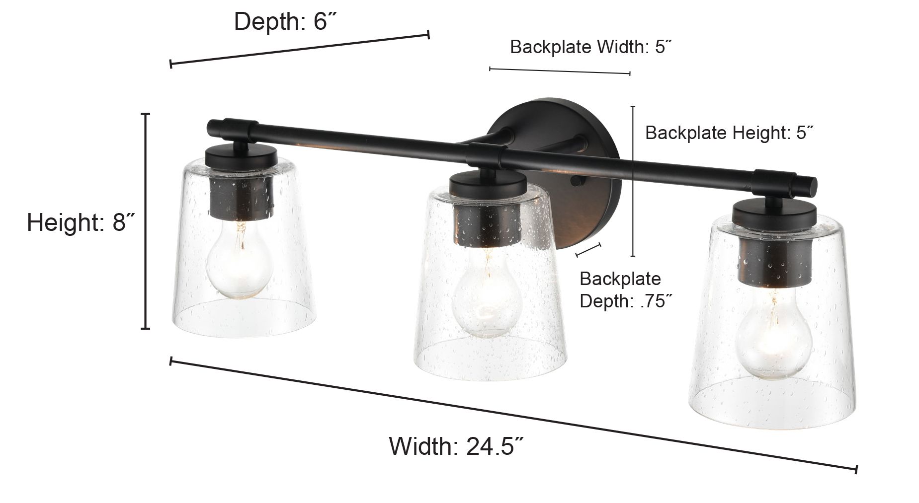 Image 5 Millennium Lighting 3 Light 24.5" Vanity Fixture in Matte Black more views
