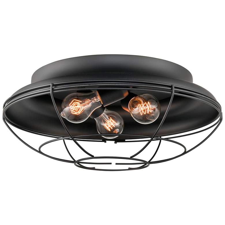 Image 2 Millennium Lighting 3 Light Outdoor Flush Mount in Matte Black more views