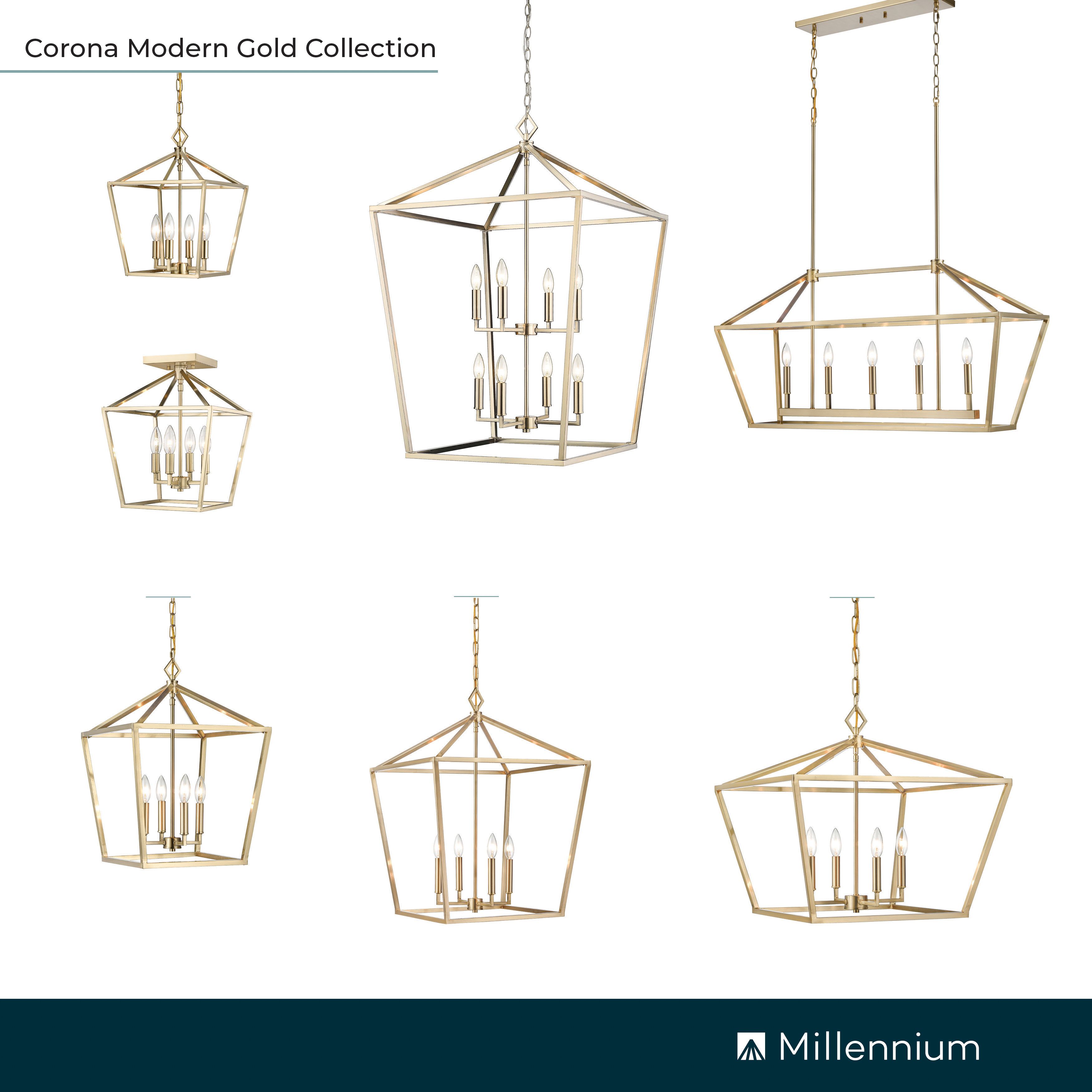 Millennium Lighting 4 Light 30" Pendant Fixture in Modern Gold