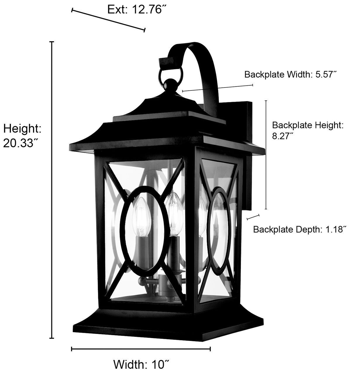 Image 7 Millennium Lighting Allbert 3-Light Outdoor Wall Sconce in Black more views