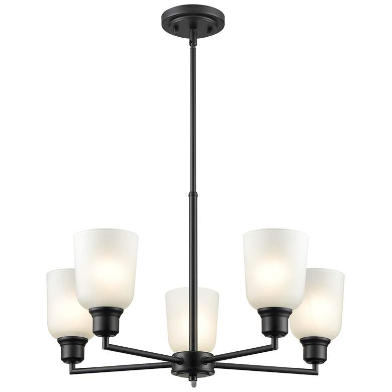 Image 1 Millennium Lighting Amberle 5 Light Chandelier Fixture in Matte Black