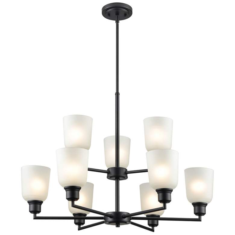 Image 1 Millennium Lighting Amberle 9 Light Chandelier in Matte Black