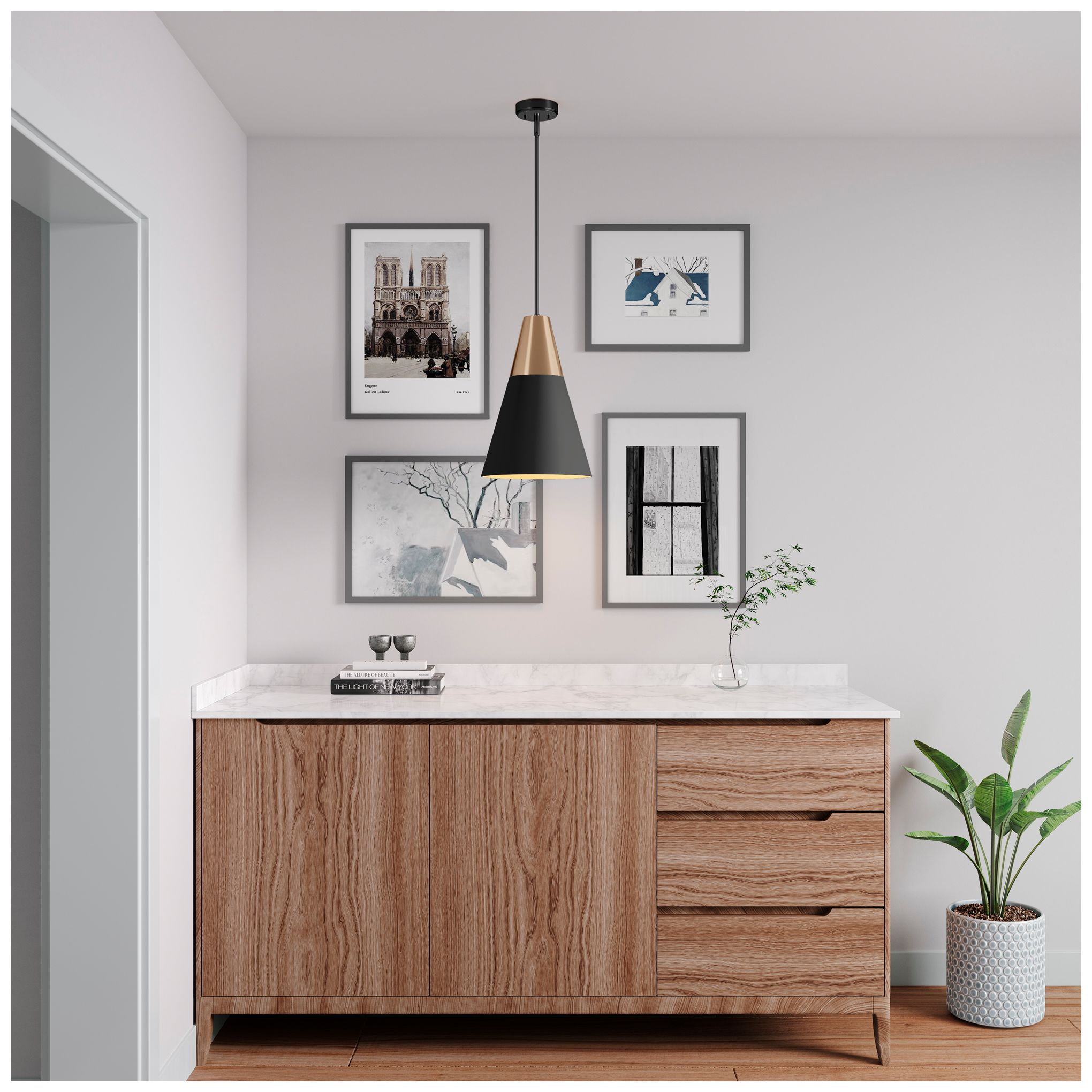 Image 5 Millennium Lighting Annos 1 Light Pendant Fixture Matte Black more views