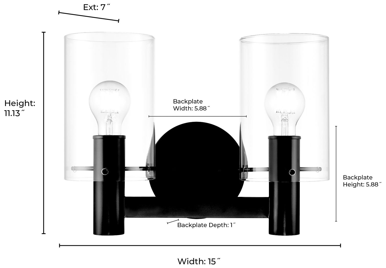 Image 7 Millennium Lighting Apolla 2-Light Vanity Light in Matte Black more views