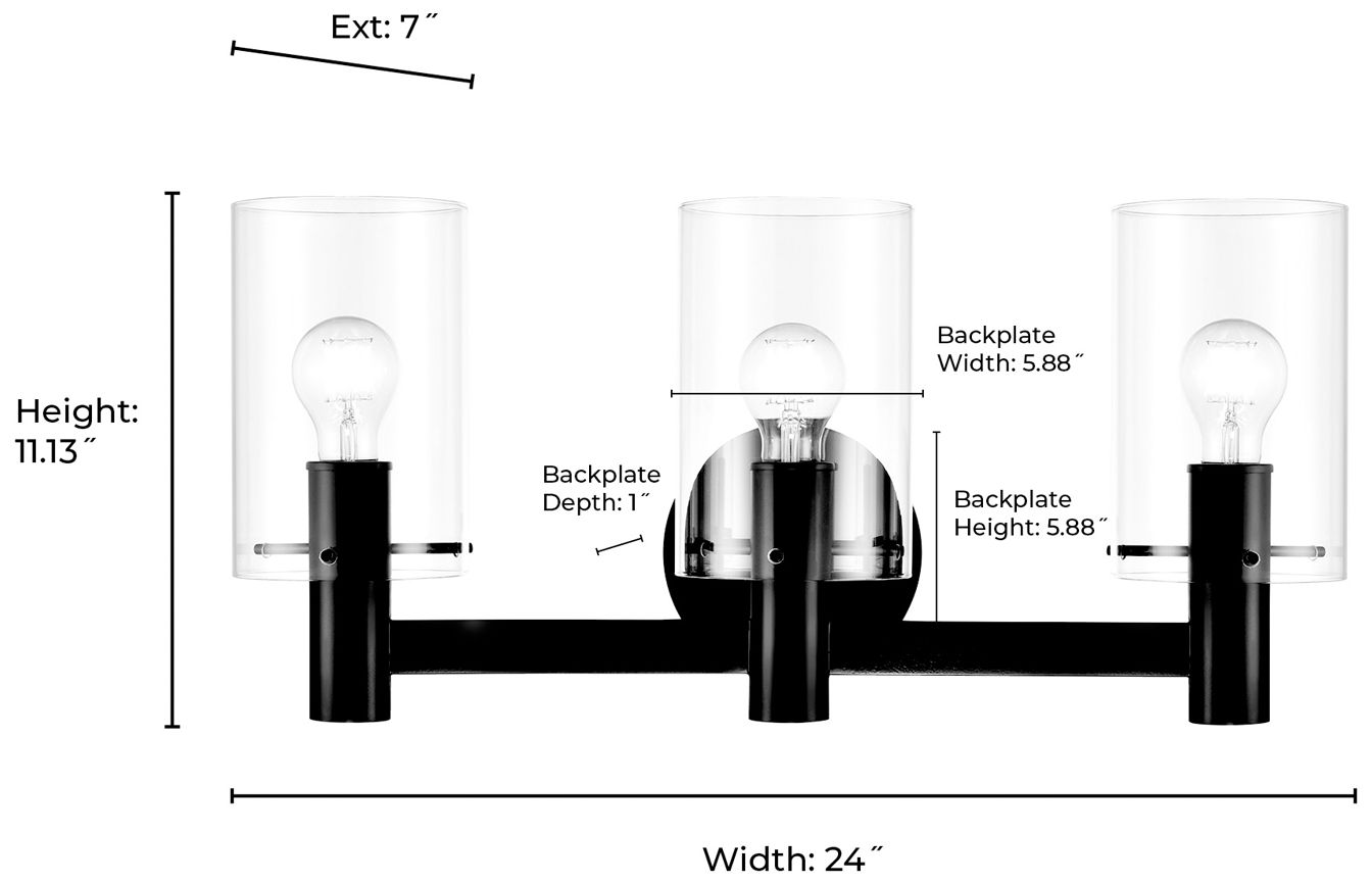 Image 7 Millennium Lighting Apolla 3-Light Vanity Light in Matte Black more views