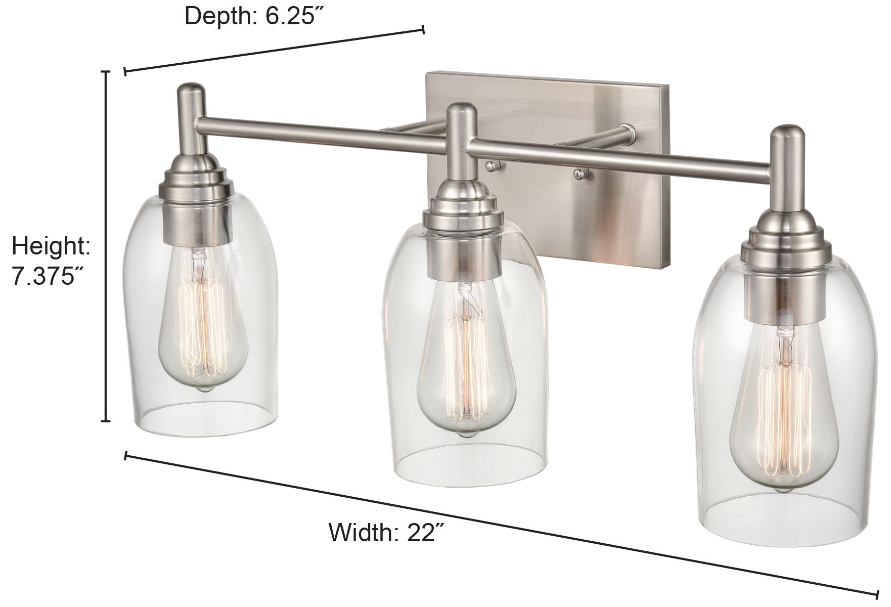 Image 5 Millennium Lighting Arlett 3 Light Vanity Fixture in Brushed Nickel more views