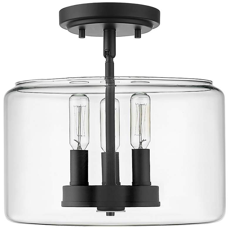 Image 1 Millennium Lighting Asheville 3 Light Semi-Flush Ceiling Mount Black