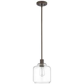 Image1 of Millennium Lighting Asheville 8" Wide Bronze Clear Glass Mini-Pendant