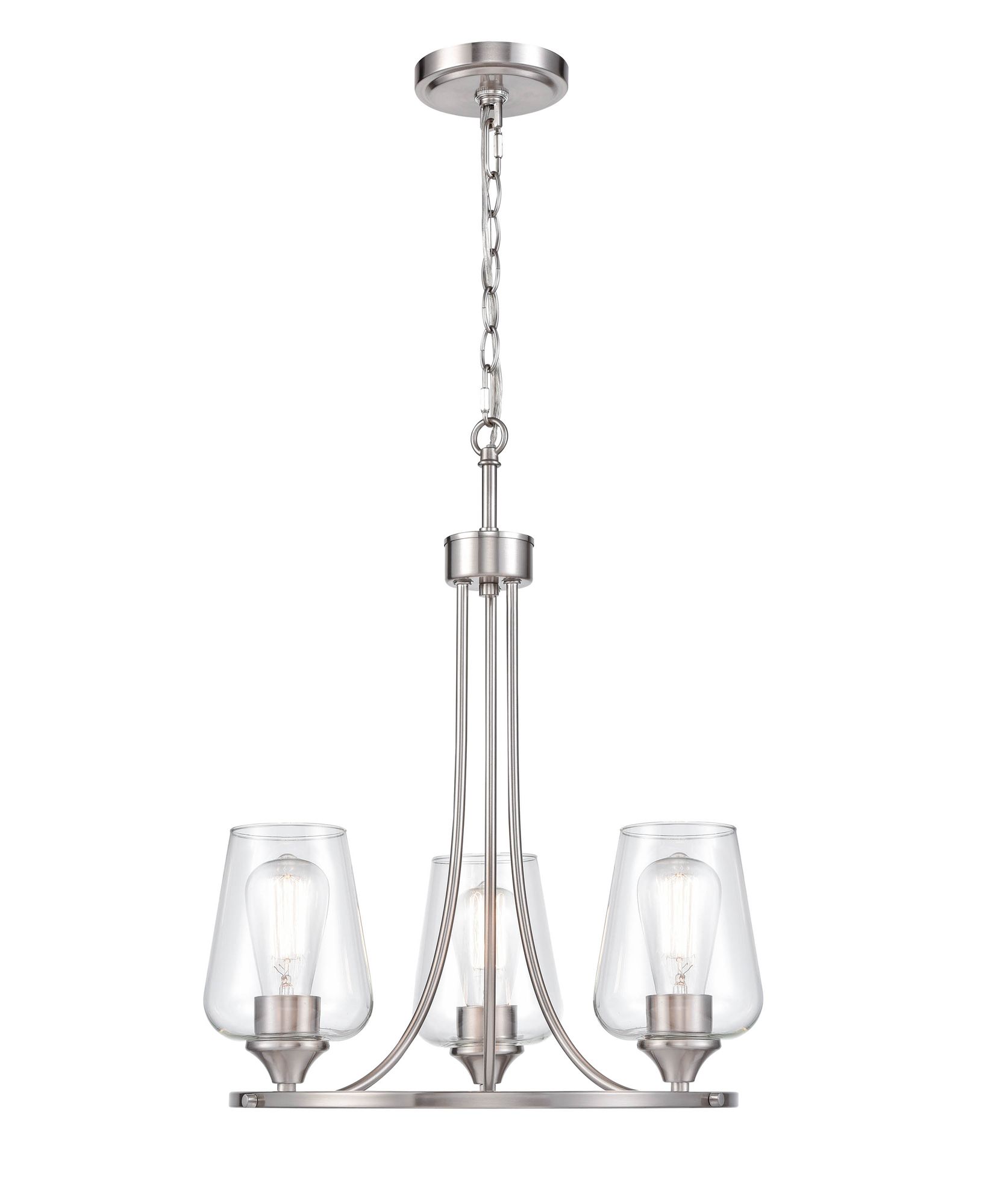 Image 2 Millennium Lighting Ashford 3 Light Chandelier in Brushed Nickel more views