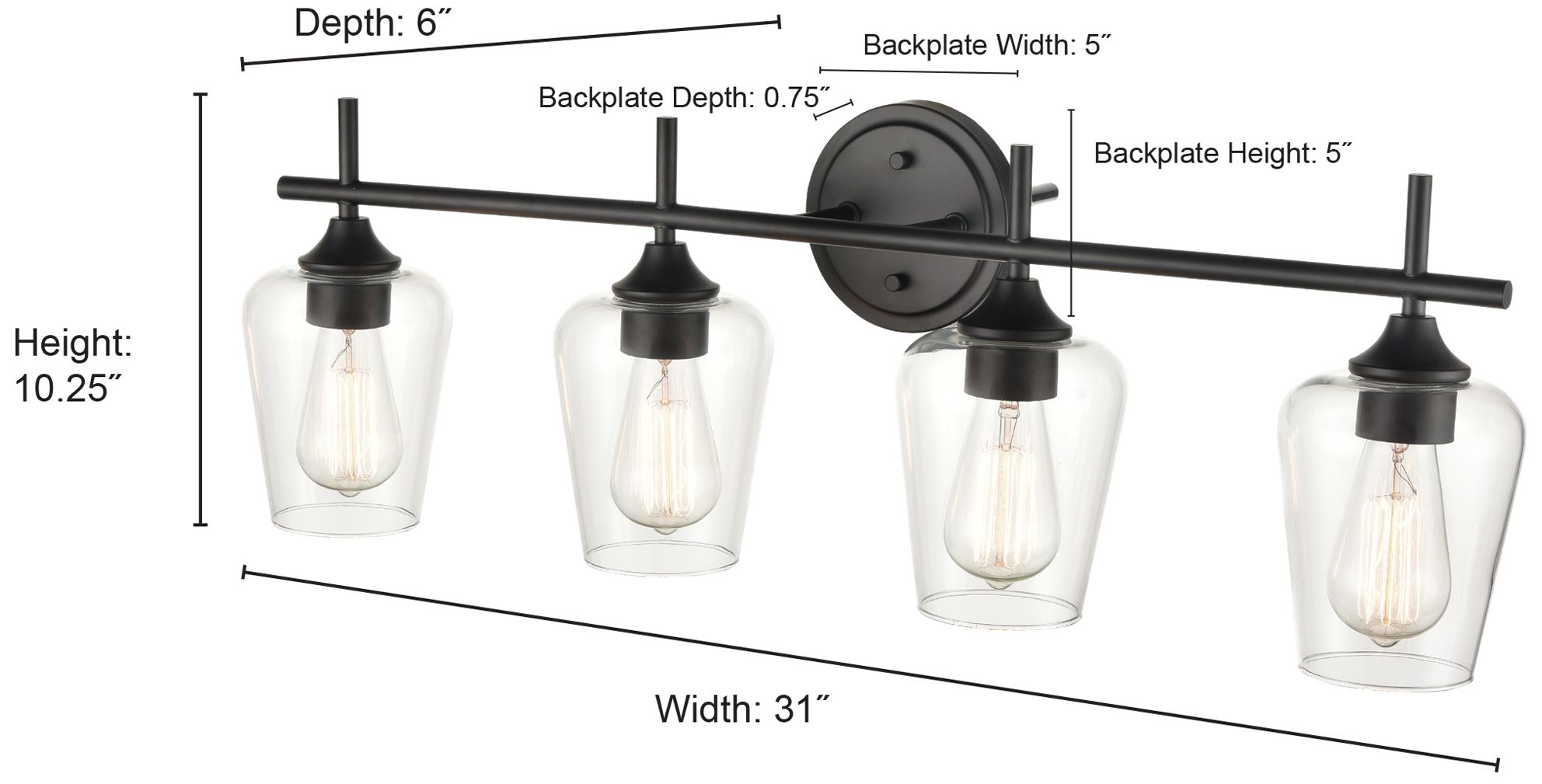 Image 3 Millennium Lighting Ashford 4 Light Vanity Fixture in Matte Black more views