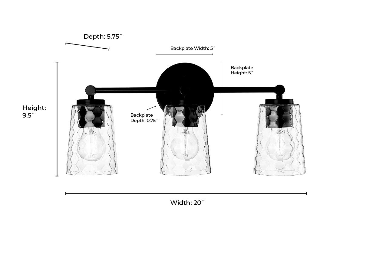 Millennium Lighting Ashli 3-Light Vanity in Matte Black